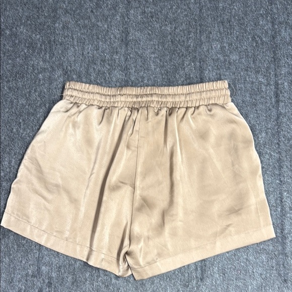 Tan High Waist Shorts with Elastic Waistband - Picture 3 of 5